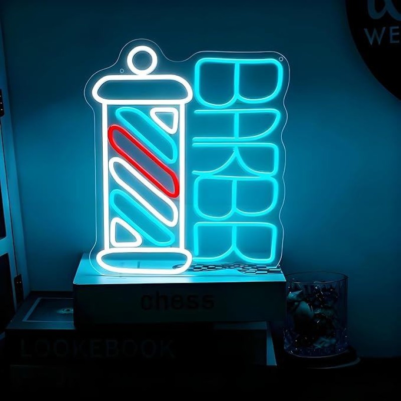 LED neoninis ženklas, spalvinga neoninė šviesa sienoms dekoruoti, šviesos diodų apšviečiamas neoninis ženklas su USB įkrovimo funkcija, skirtas kambariui, gimtadieniui, vakarėliui, vestuvėms, namams, svetainės apdailai (Barber)