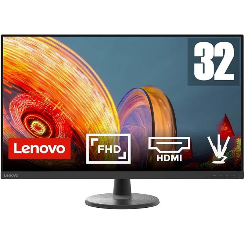Lenovo D32-45 | 31,5 colių monitorius | 1920 x 1080 | 60 Hz | 250 nitų | 4 ms atsako laikas | VA skydelis | HDMI | DisplayPort | Reguliuojamas aukštis | Nuo atspindžių | 6,3 kg | Juoda