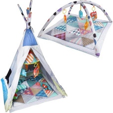 Baby Gym 2-in-1 Tent & Gym, Children's Indian Tent, Children's Teepee (Light Blue)