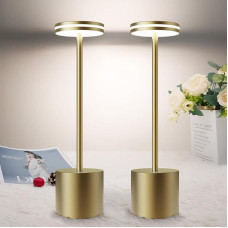 LED stalinė lempa, belaidė baterija, 5000 mAh stalinė lempa, įkraunama, reguliuojamas apšvietimas, 3 spalvų temperatūros, USB lietimui jautrios stalinės lempos, maitinamos baterija, skirtos patalpoms lauke prie stalo - 2 bronzos spalvos