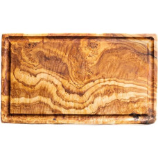 Rustic Kitchen Chopping Board Wood Natural with Groove - Breakfast Board Handmade - 30 x 18 cm - Kitchen Board for Vegetables, Fruit and Meat - Table Board Caravan Accessories