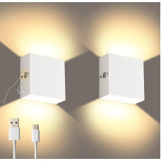 Lightess LED Wall Light Indoor Wall Lamp Battery without Power Connection Wireless Wall Lamp Touch Dimming Magnetic Wall Lights Infinite Dimming for Bedroom Living Room Pack of 2 White Warm White
