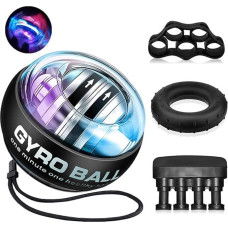 Wrist Ball, Gyroball, Hand Trainer, Finger Trainer, Grip Strength Trainer Training Set, Gyor Ball with LED Light Forearm Training, Hand Training Device, Forearm Trainer, Hand Strength Trainer, Finger Trainer