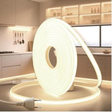 LED Strip 230 V Direct Connection COB Strip Light Outdoor 20 m Neon Light Tube Outdoor Waterproof IP65 Neutral White 4000 K Strip 320 LEDs S/M Band Outdoor with Plug