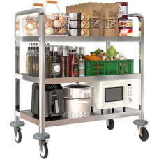 uyoyous 3 pakopų nerūdijančio plieno vežimėlis 750 x 400 x 835 mm serviravimo vežimėlis virtuvės maitinimo vežimėlis universalus virtuvės serviravimo vežimėlis su stabdžiu viešbučiams restoranams