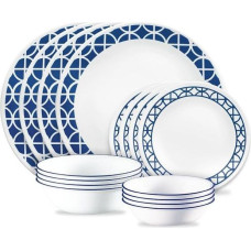 Corelle Cobalt Circles 16-Piece 4-Piece Tableware Set