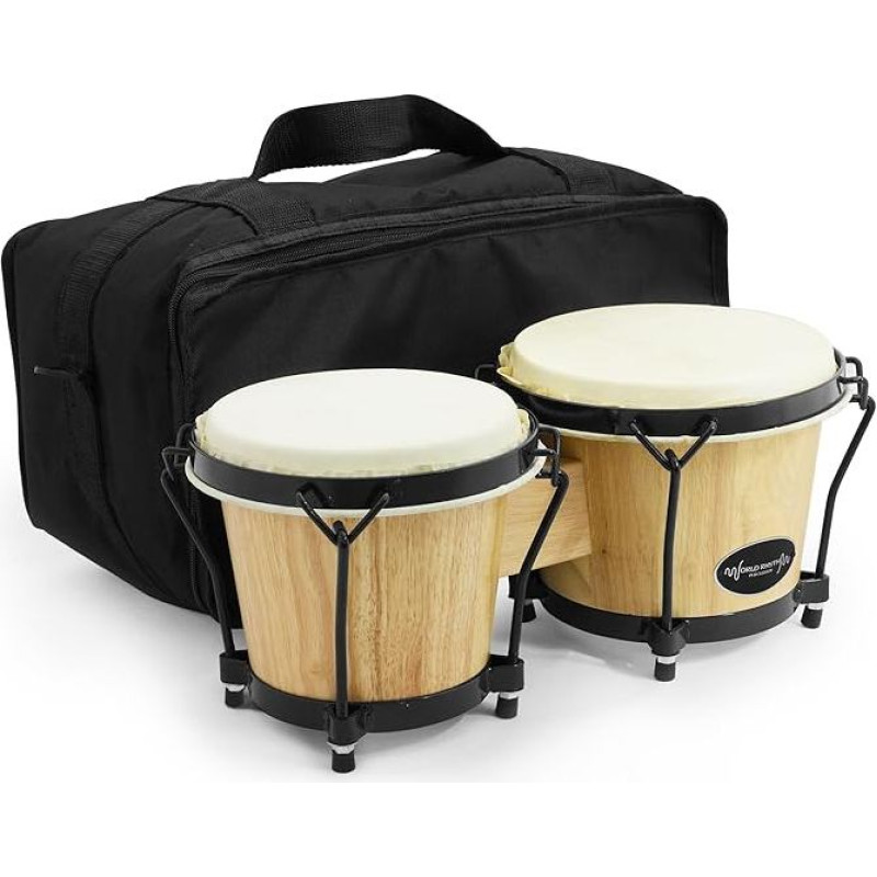 World Rhythm Bongo būgnai su paminkštintu krepšiu