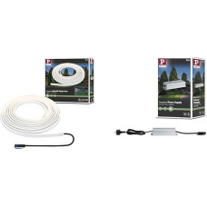 Paulmann 94681 Plug & Shine LED Outdoor Light Stripe Smooth IP68 1 m & 988.49 Outdoor Plug & Shine Power Supply IP44 230/24V DC 75W 98849 Transformer Outdoor Lights, Silver
