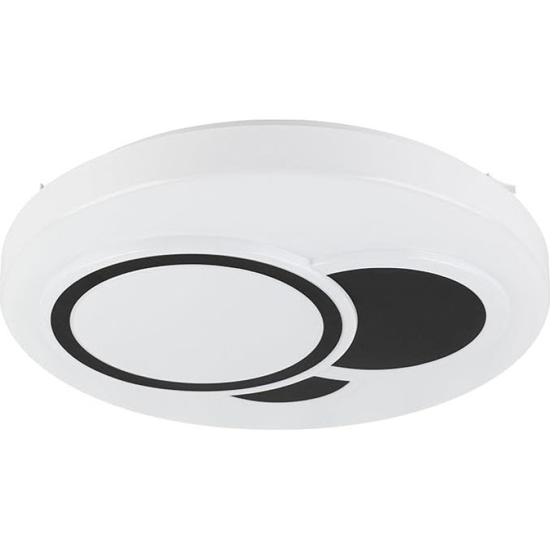 EGLO Espartaco LED lubų šviestuvas, apvalus lubų šviestuvas, reguliuojamo apšvietimo su nuotolinio valdymo pulteliu, ant paviršiaus montuojamas šviestuvas virtuvei ir biurui, metalas ir plastikas, baltos spalvos, šiltai baltos/šaltai baltos spalvos, skers