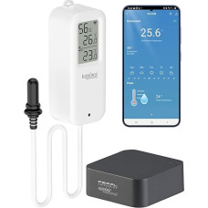 Luminea Home Control Thermo-Hygrometer: WLAN Temperature/Humidity Measurement + WLAN IR Remote Control (Temperature Meter with Outdoor Sensor, Outdoor Knife)