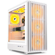 FOIFKIN K6 PC Case - Pre-Installed 6 PWM ARGB Fan (3 x 140 mm and 3 x 120 mm), ATX Mid-Tower Gaming PC Case, with Type-C (White, K6)