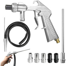 Smėliavimo pistoleto suslėgtu oru rinkinys, ilgas 5 mm/6 mm kalibro smėliavimo antgalis ir metaliniai antgaliai, su sifoniniu padavimu, antgaliu, nuriebalinimo priemone ir abrazyvu, tinka smėliavimo įrenginiams