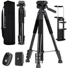 K&F CONCEPT Camera Tripod S254A3+BV01, Lightweight Tripod with Bag, 172 cm Mobile Phone Tripod, Tripod for Canon Nikon Sony Camera/DSLR/Camcorder, Tripod for Smartphone, Travel Tripod with Mobile