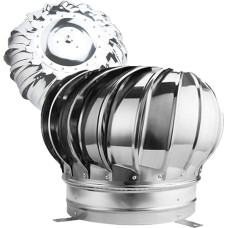 300 mm/12 Zoll, automatischer, geräuscharmer Dachventilator mit Rohrmontage (304), Kaminhauben-Lüftungsgitter, Dachbodenventilator mit Windturbinen, robust und für Kamine geeignet