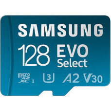 Samsung Evo Select (2024) microSD Card + SD Adapter, 128 GB, Memory Card for Smartphones and Tablets, UHS-I U3, 4K UHD, Full HD, 160 MB/s Read, MB-ME128SA/EU