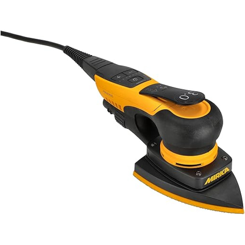 Mirka DEOS II 663 Delta šlifuoklis 300 W trikampis šlifuoklis, mažos vibracijos orbitinis šlifuoklis medienai, gipskartoniui ir metalui šlifuoti be dulkių su švitriniu popieriumi, MID6634044