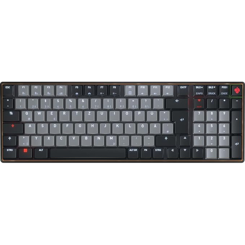 CHERRY KW 550 MX LP mechaninė žemo profilio klaviatūra, 96 % formatas, vokiškas išdėstymas (QWERTZ), kelių įrenginių funkcija, MX LP 2.0 Ivory jungikliai, juoda