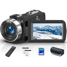 Video Camera 8K 64MP Camcorder 18X Digital Zoom IR Night Vision Vlogging Camera 3.0 Inch UHD Touchscreen WiFi Video Camera for YouTube with SD Card, 2.4G Remote Control and 2 Batteries