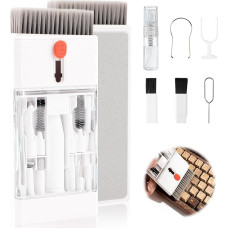 K22 22-in-1 valymo rinkinys elektronikai, daugiafunkcinis kompiuterio klaviatūros ir ekrano valymo rinkinys su valymo rašikliu, šepetėliais, purškikliu, skirtas nešiojamajam kompiuteriui, išmaniajam telefonui, ausinėms ir fotoaparatui