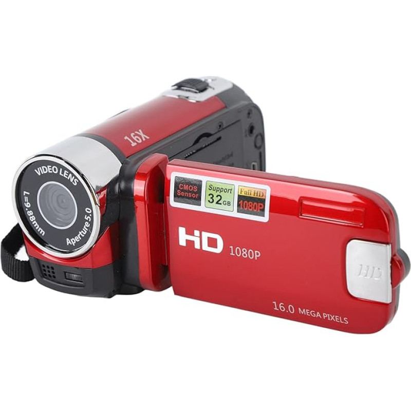 4K 48 MP vaizdo kamera, 2,7 colio TFT sukamas ekranas, 16x skaitmeninis priartinimas DV vaizdo kamera su USB kabeliu, skirta įrašyti įkrovimo metu HD išvestis (raudona)