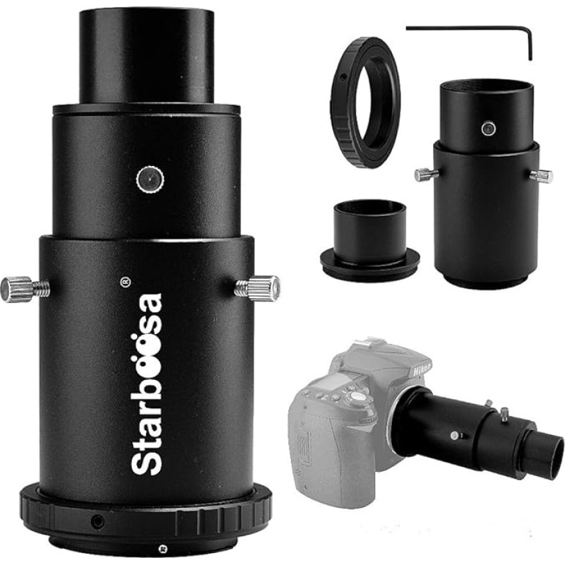 Teleskopo fotoaparato adapteris, teleskopo priedai - skirtas fotografuoti su pagrindiniu fokusavimu arba okuliaro projekcija - fotoaparato adapteris Nikon SLR fotoaparatui