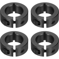 4 dalių viengubo skylėto koto apykaklė, 16 mm skylė, vienos dalies įtempimo apykaklė, 26 mm OD, 10 mm storis, anglinis plienas, užrakto apykaklės spaustukas su nustatytais varžtais (juodas oksidas)