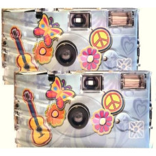 2 x 1A Photo PORST Disposable Camera Edition Flower Power Flowers and Butterfly with Flash, Batteries and Film (Pack of 2, 27 Shots Each)