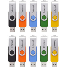 Intenso Basic Line USB atmintinės Multipack 10x 16GB USB 2.0 su ženklinimo etiketėmis Įvairiaspalvės