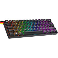 Geeky GK61 60% | Mechaninė žaidimų klaviatūra | 62 klavišai su įvairiaspalviu RGB LED apšvietimu, skirta PC/Mac žaidėjams| ISO DE Qwertz vokiškas išdėstymas (juoda, mechaninė, raudona)