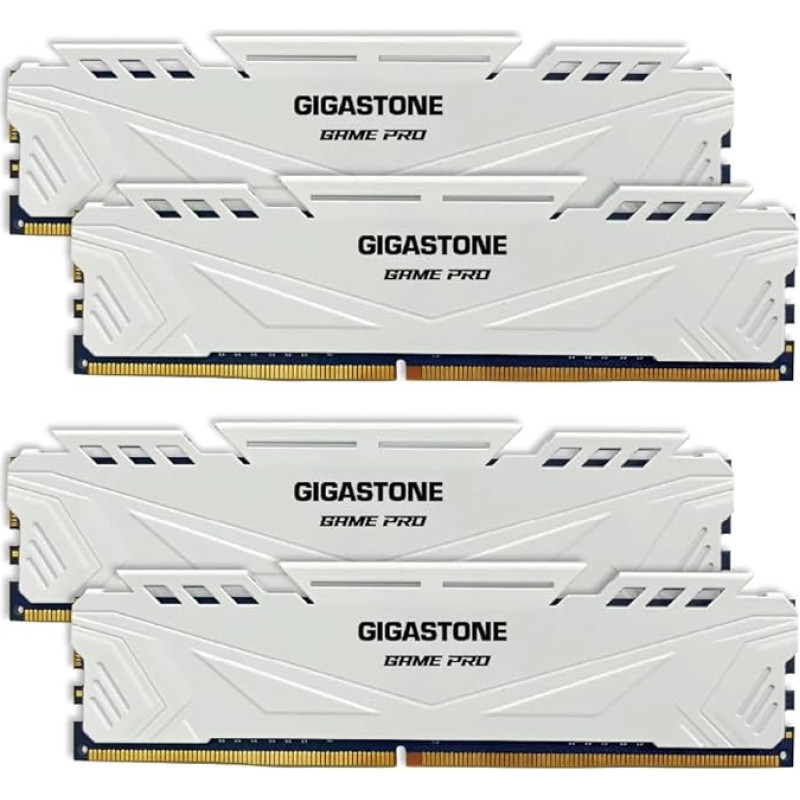 DDR4 OPERATYVIOJI ATMINTIS: GIGASTONE Game Pro 64GB rinkinys (4x16GB) DDR4 3600MHz PC4-28800 CL18-22-22-42 Intel XMP 2.0 AMD Ryzen 1.35V UDIMM 288Pin Non-ECC Unbuffered Desktop High Performance Memory White