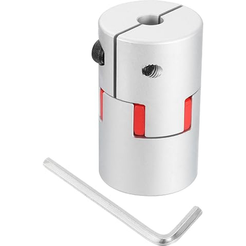 QUARKZMAN D40 L66 10 mm - 10 mm lanksti slyvos veleno jungtis Aliuminio variklio jungtis Lanksti voratinklinė jungtis, skirta 3D spausdintuvui, CNC mašinai ir servo žingsniniam varikliui (sidabrinė spalva / raudona)