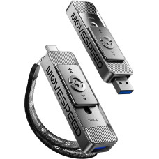 MOVE SPEED išorinis SSD 2TB, išorinis kietasis diskas su iki 560MB/s itin greitu SSD kietuoju disku, dvigubas C tipo USB + A USB 3.2 Gen1 USB atminties kortelė SSD, skirta 