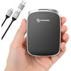 PHIXERO P5PLUS nešiojamasis 1 TB iki 550 MB/s SSD diskas, USB 3.2 Gen 2 išorinis SSD diskas, USB C į C ir C&A, skirtas išmaniajam telefonui, planšetiniam kompiuteriui, asmeniniam kompiuteriui, laboratoriniam darbalaukiui (juodas)