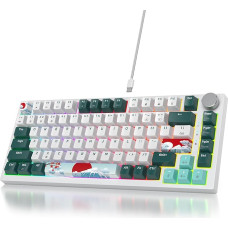 SOLIDEE laidinė mechaninė žaidimų klaviatūra 75%, karšto keitimo mechaninės klaviatūros tarpinės konstrukcija, RGB apšvietimas, QWERTY 82 klavišų TKL žaidimų klaviatūra su sukamąja rankenėle (82 Forest)