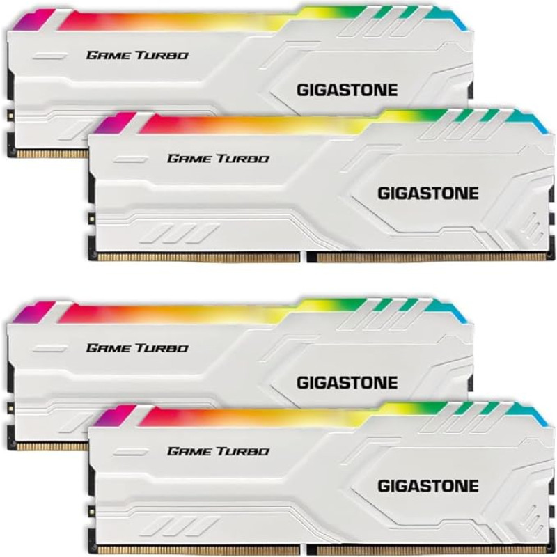 【RGB RAM DDR4】GIGASTONE Game Turbo 16GBx4 (64GB Kit) DDR4 3600MHz PC4-28800 CL 18-22-22-42 Intel XMP 2.0 AMD Ryzen 1.35V UDIMM 288pin unbuffered non-ECC Desktop hohe Leistung Speicher - weiß