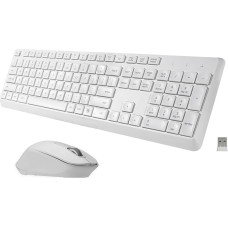 Belaidė klaviatūra ir pelė, JAV išdėstymo (QWERTY), tyli ir minkšta 2.4G viso dydžio kompiuterio klaviatūra ir ergonomiška belaidė pelė, skirta 