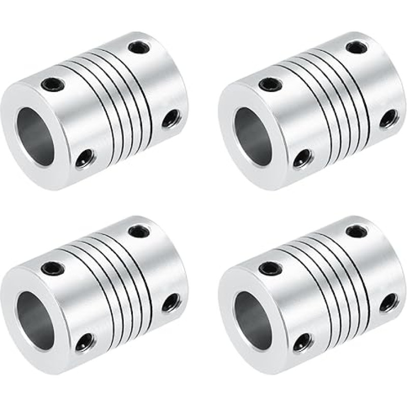 QUARKZMAN 4 Stück 5mm bis 10mm Aluminiumlegierung Wellenkupplung L24.5xD19 Flexibler Kupplungsstrahl für 3D-Drucker CNC-Maschine DIY-Encoder Motorenwelle, Silber