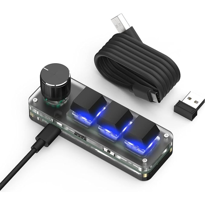 Mechaninė mini makro klaviatūra - belaidė, programuojama, 