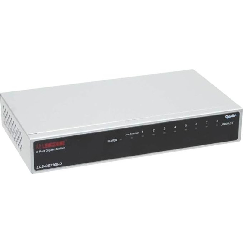 GS7108 8 prievadų gigabitinis komutatorius, metalinis