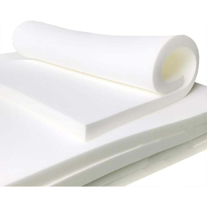 Hochdichte weiße Schaumstoffpolsterung, maßgeschneiderter dicker Schaumstoff für Esszimmerstühle, Fenster, Bänke, Sessel (5 cm dick, 180 x 60 cm) - Polsterung für Komfort und Unterstützung