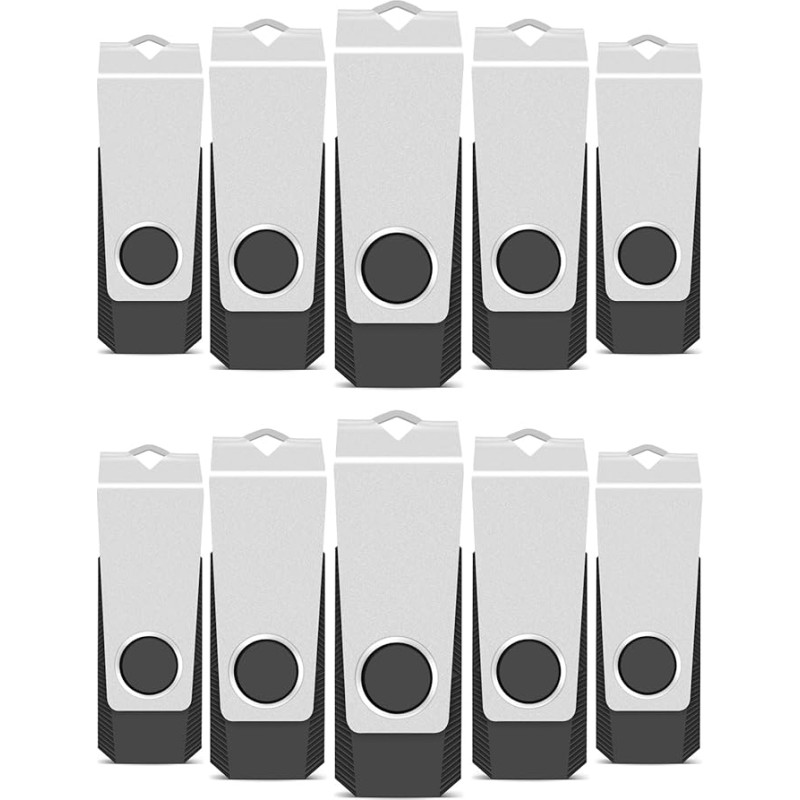 TEWENE USB atmintinė 2 GB, 10 USB atminties kortelių rinkinys Atminties kortelė Atminties kortelė Greitaeigė USB 2.0 Juoda pasukama