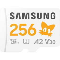 Samsung Sonic the Hedgehog(TM) microSD Card + SD Adapter Memory Card 256GB UHS-I U3 Full HD & 4K UHD 180MB/s Read 130MB/s Write Data Storage for Handheld Consoles MB-MD256SA/LC1