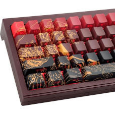 PBT pasirinktiniai klavišų dangteliai, 131 klavišų raudonas Ukiyo-e klavišų dangtelis Cherry Profile Dye Sublimation Shine Through Side Engraved Transparent Keycaps for Cherry Gateron MX Switches Mechanical Keyboards