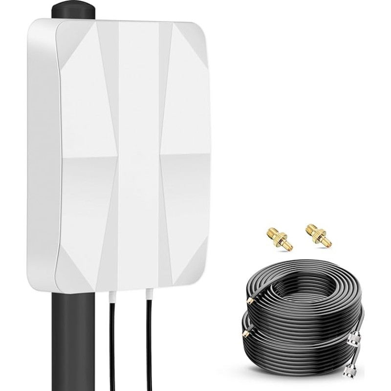 Antenos 4G LTE 5G 698-2700 | 3300-3800 MHz MIMO panelinė antena 12dBi kryptinė 10m TS9/SMA suderinama su modemu maršrutizatoriumi