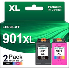 LOFBLAT 901 901XL kasetės suderinamos su HP 901 spausdintuvo kasetėmis, skirtomis HP Officejet 4500 J4580 J4680 J4524 J4535 J4540 J4550 J4585 J4624 J4660 J4680c J4860 G510 G510a G510g G510n (2 pakuotės)