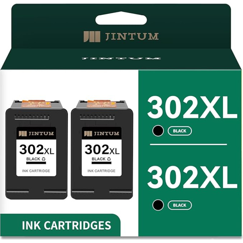 JINTUM 302 XL juodos spalvos rašalo kasetės, skirtos HP 302 spausdintuvų 302 kasetėms, skirtos 