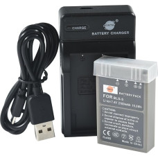 DSTE BLS-5 ličio jonų akumuliatorius ir mikro USB įkroviklis, tinkantis 