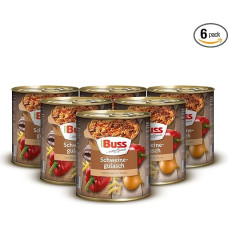 Buss Rustic Dishes - Pork Goulash with Noodles and Peppers - Long Lasting Ready Meals for Quick Warming up in Microwave & Pot - 6 x 800 g