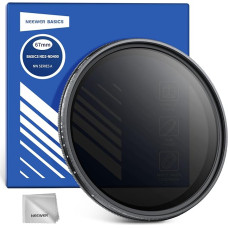 NEEWER BASICS 67 mm kintamas ND filtras, ND2-400 1-9 žingsnių šviesos mažinimas, besisukantis kintamas pilkas filtras, neutralaus tankio filtras su danga nuo pirštų atspaudų, plonas rėmelis fotoaparato objektyvams