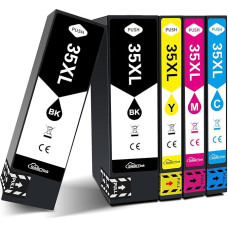 SANCTink 35XL rašalo kasetės, skirtos Epson 35 XL spausdintuvui, suderinamos su Epson Workforce Pro WF 4720, WF 4725, WF-4720DWF, WF-4720DWF, WF-4725DWF, WF-4730DTWF, WF-4740DTWF (2 juodos, 1 žydros, 1 purpurinės, 1 geltonos spalvos)